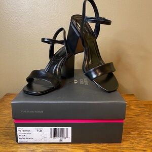 Vince Camuto Herrica Stacked Heel Dress Sandal, Black, Size 7.5M, Worn Once